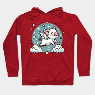 Cute pig flying in the sky Hoodie